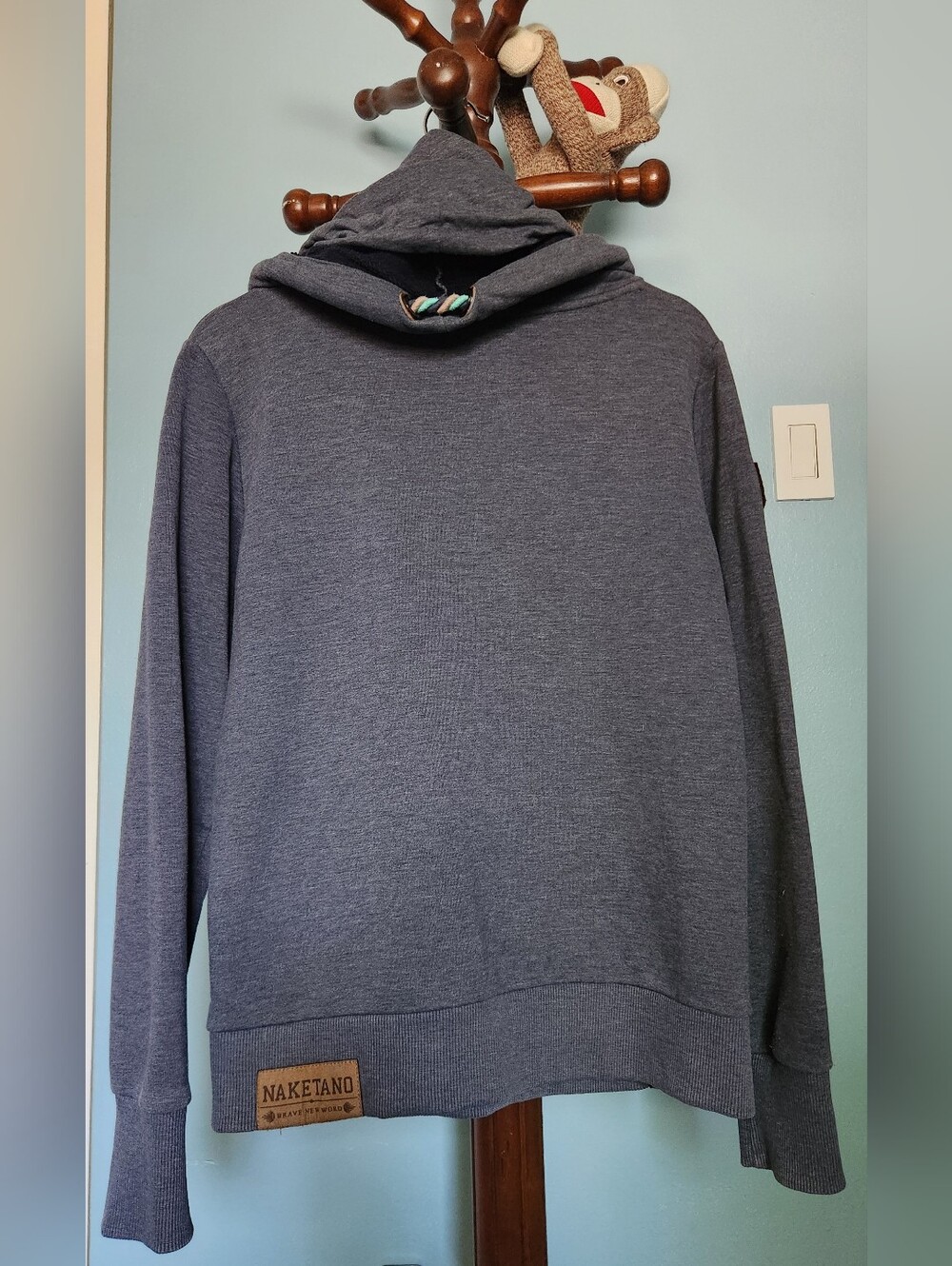 Naketano Heather Blue Cowl Neck Pullover Hoodie - Picture 5 of 5